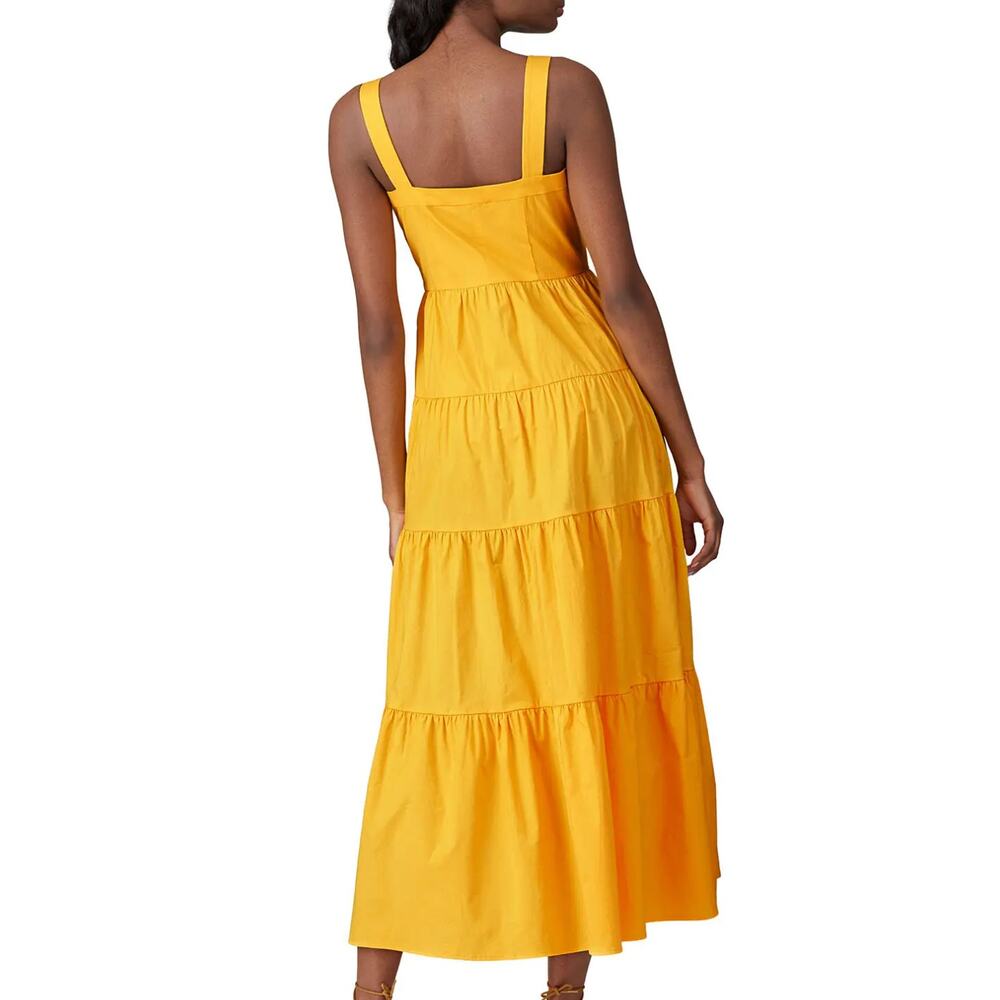 Color Me Courtney Mustard Tiered Ruffle Maxi Dress SIZE 2 Cottage Sundress $400 - Picture 2 of 14